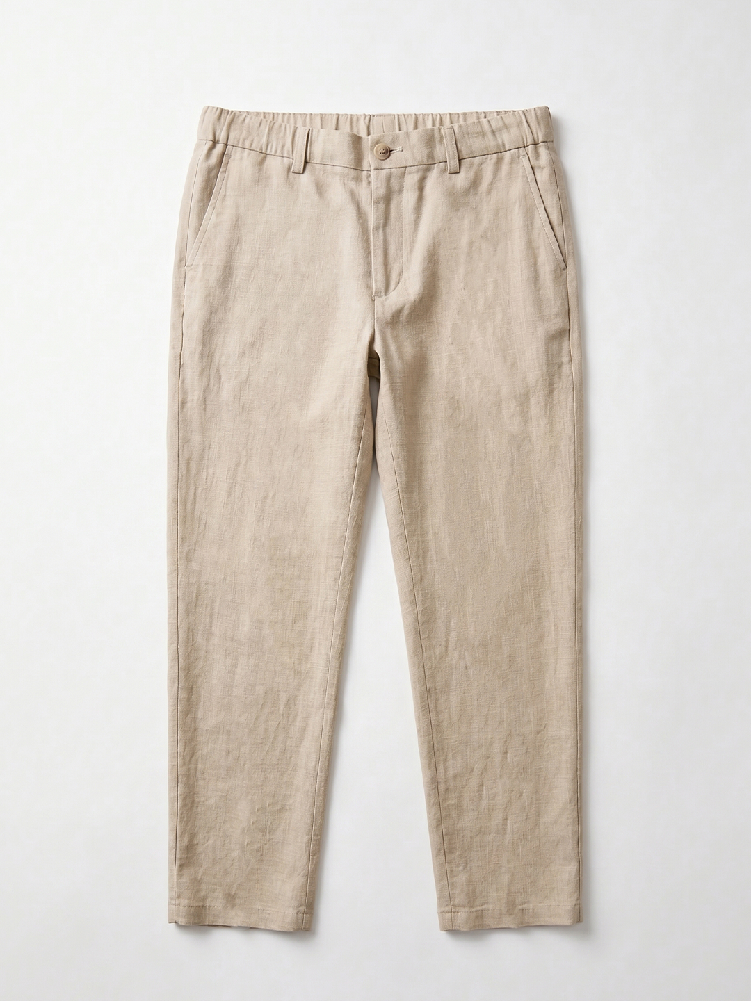 Men’s Linen Regular Fit Pant Side and Back Pockets Natural