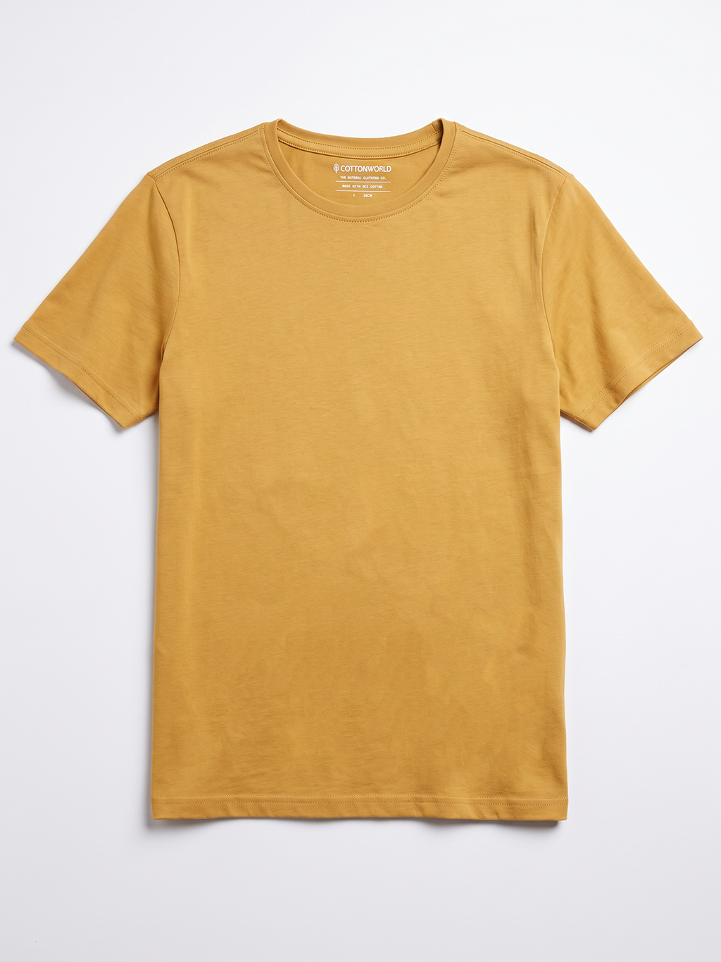 Men's 100% Cotton Regular Fit Tshirt Mustard