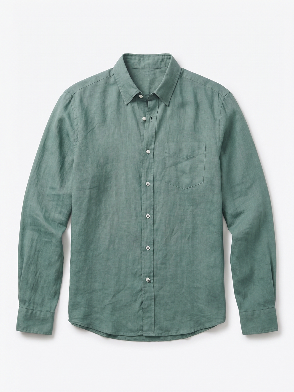 Men's Dk Green 100% Linen Regular Fit Shirt