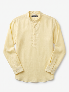 Men's Yellow Tencel Linen Regular Fit Shirt