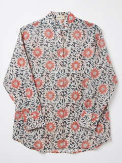 Women's Cotton Silk Boxy Fit Blouse Peach
