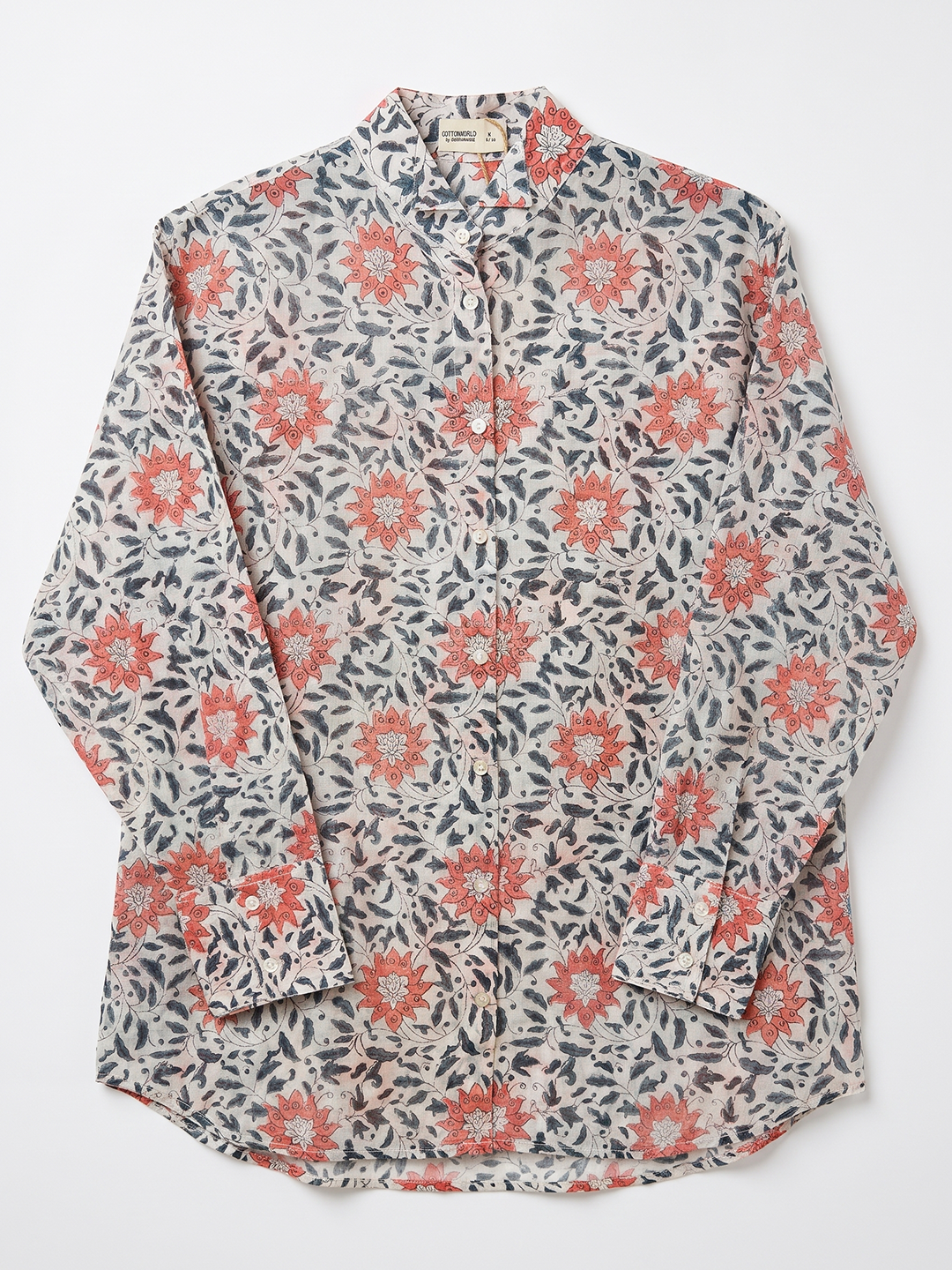Women's Cotton Silk Boxy Fit Blouse Peach