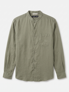 Men's Olive Tencel Linen Regular Fit Shirt