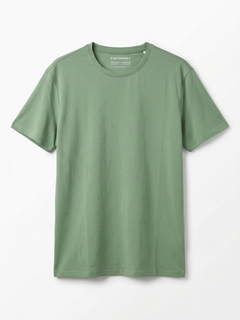 Men's Green Cotton Bamboo Elastane Regular Fit Tshirt