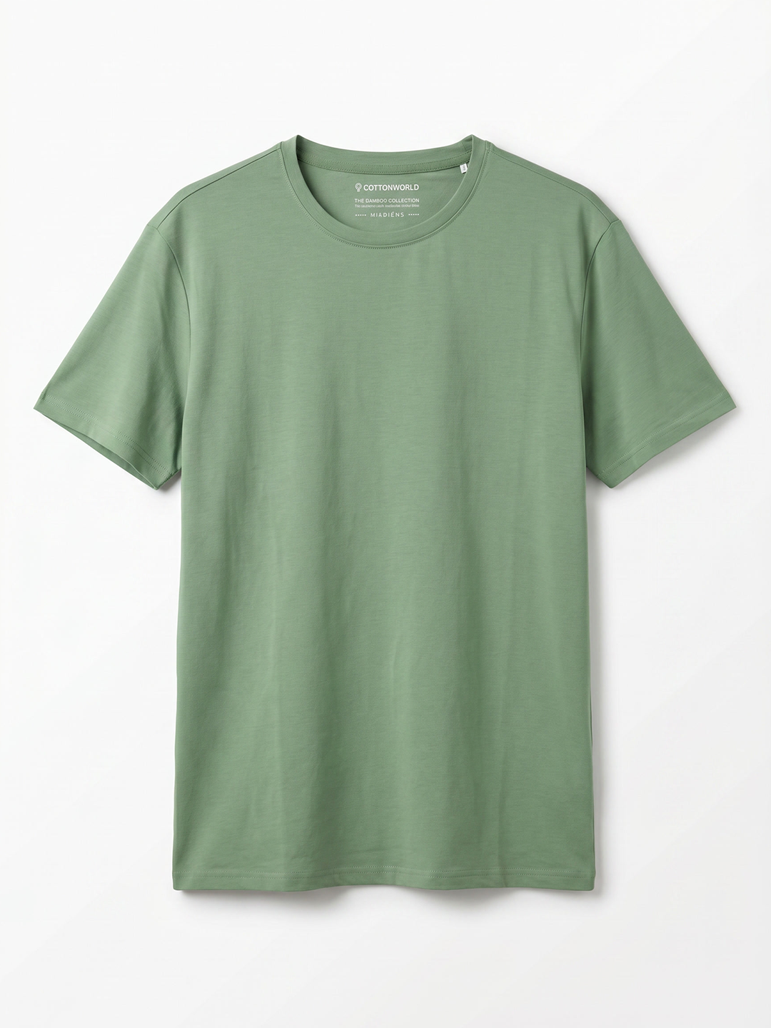 Men's Green Cotton Bamboo Elastane Regular Fit Tshirt