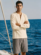 Men's Offwhite Cotton Polyester Loose Fit Shirt