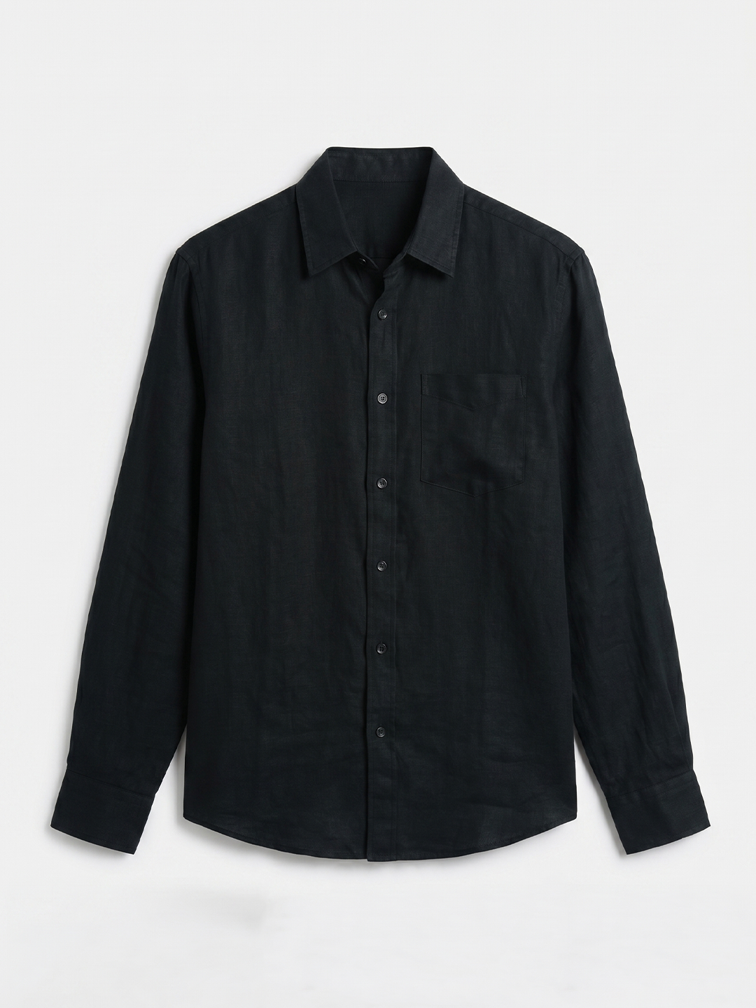 Men's Black 100% Linen Regular Fit Shirt