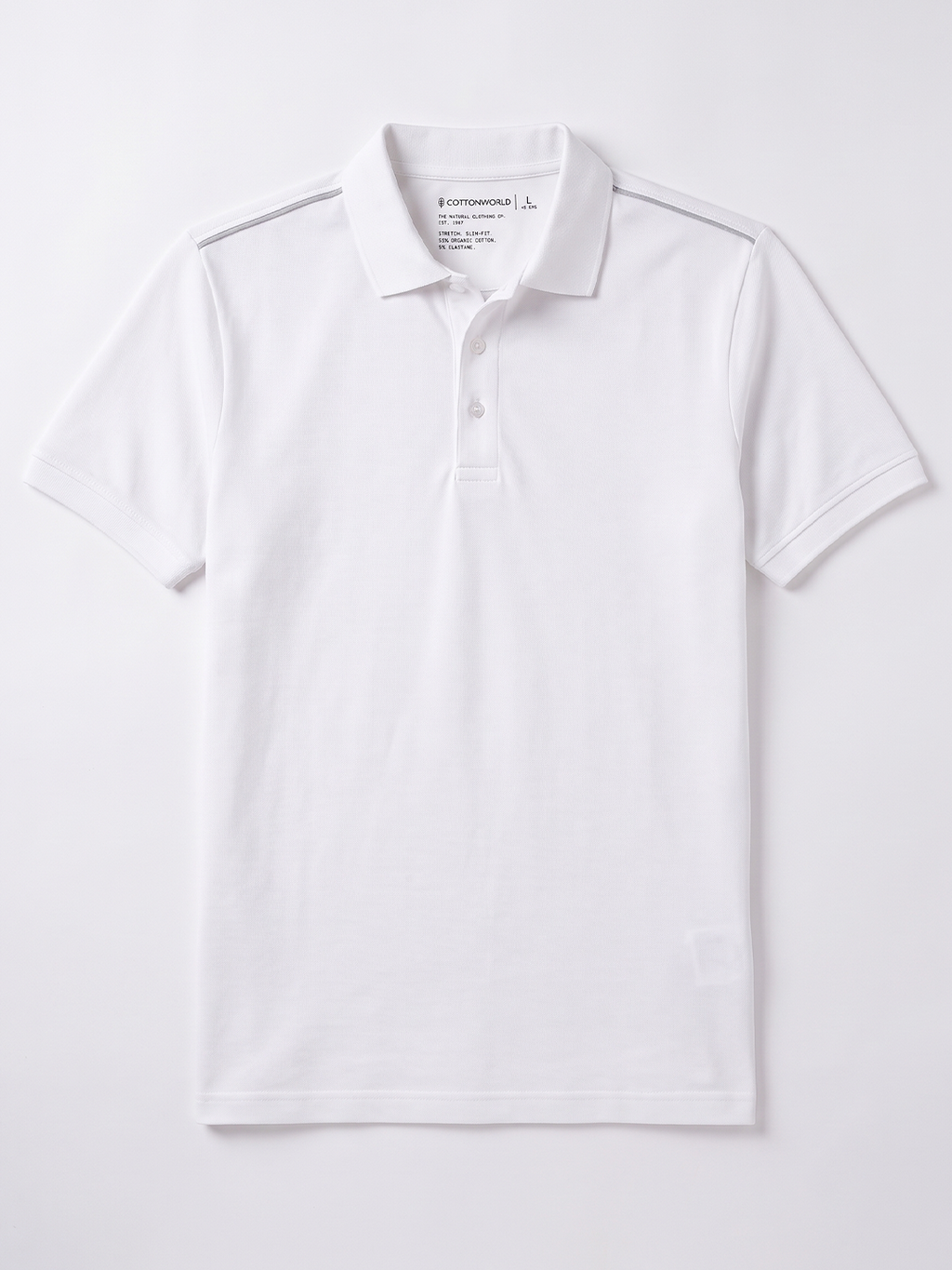 Men's White Cotton Elastane Slim Fit Tshirt