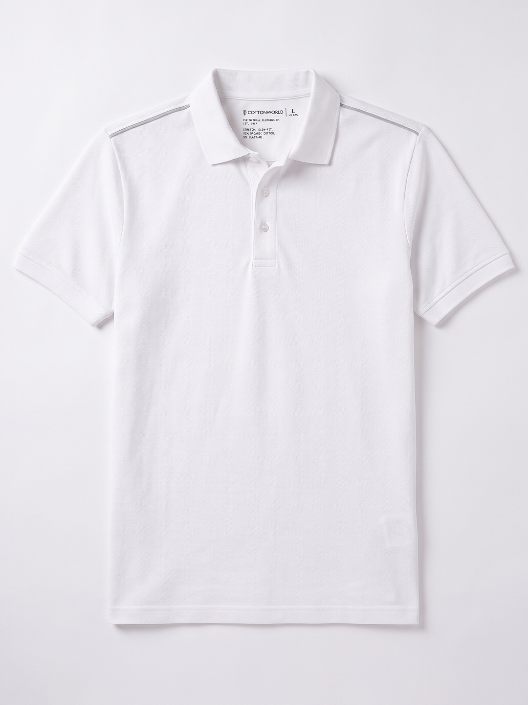 Men's White Cotton Elastane Slim Fit Tshirt