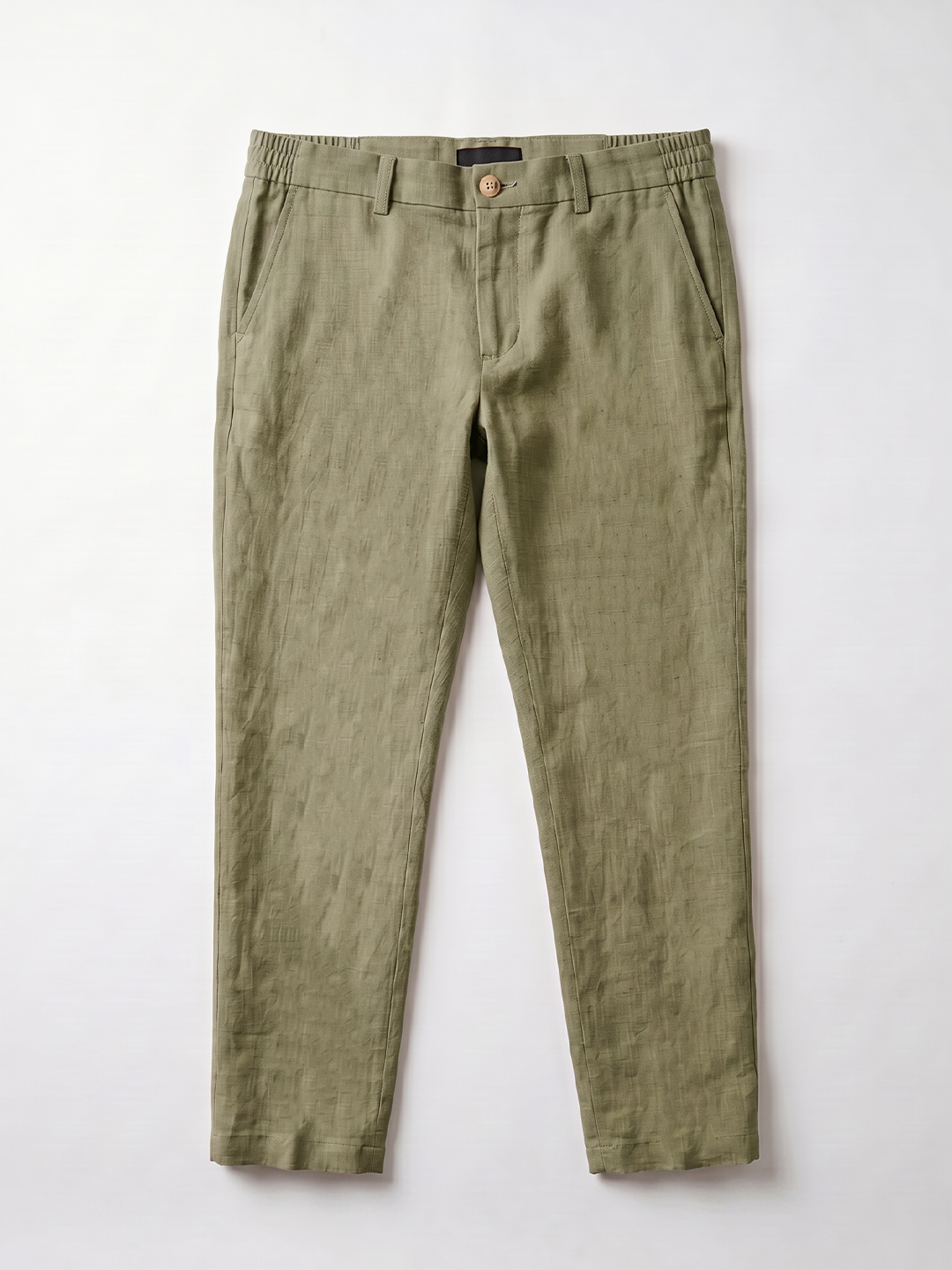 Men’s Linen Regular Fit Pant Side and Back Pockets Olive