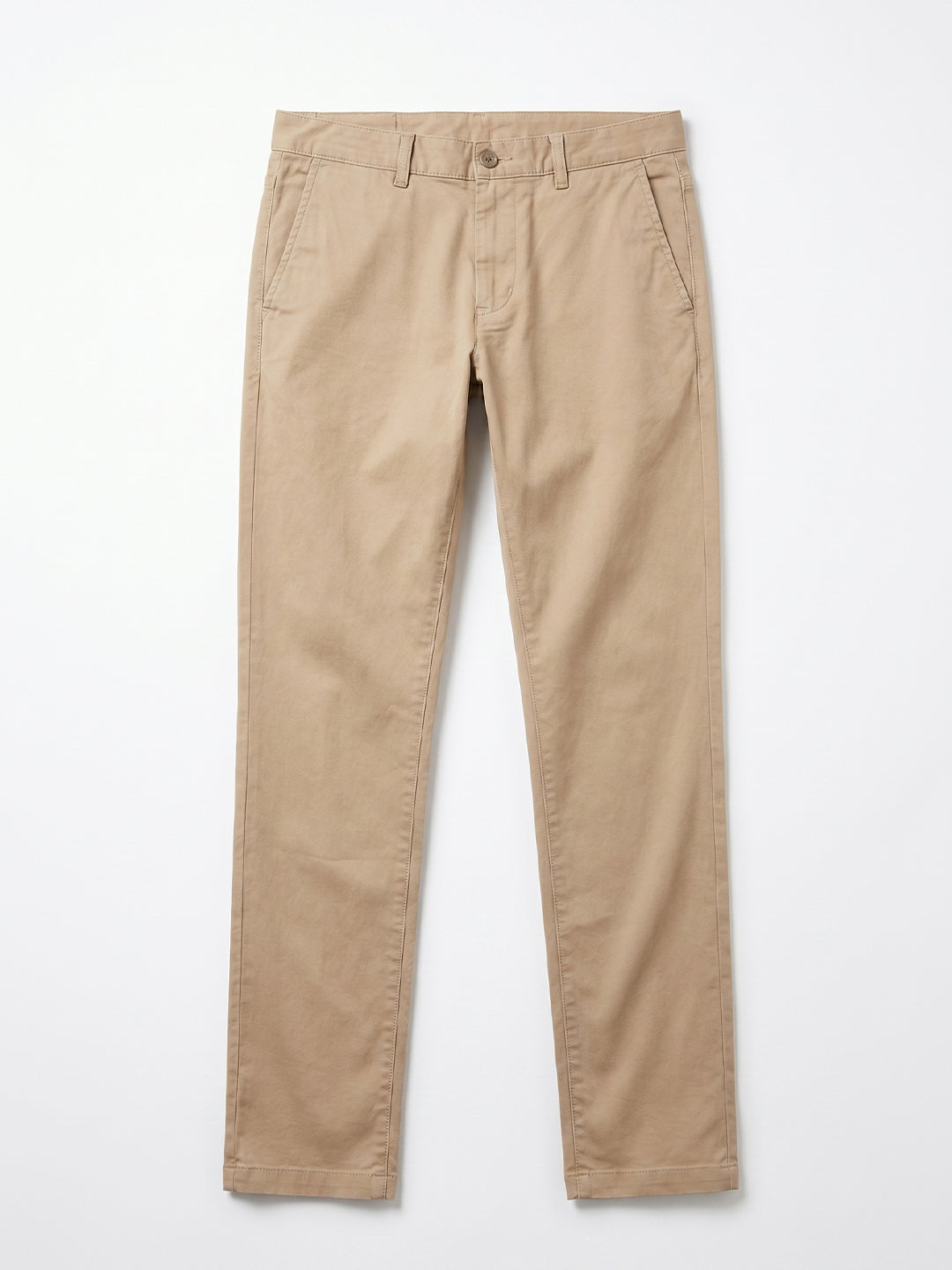 Men's Khaki Cotton Lycra Slim Fit Pant