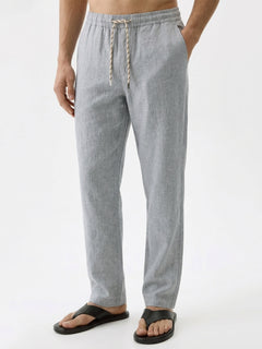 Men's Grey Cotton Linen Regular Fit Pant