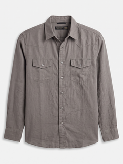 Men's Cotton Linen Regular Fit Shirt Slate