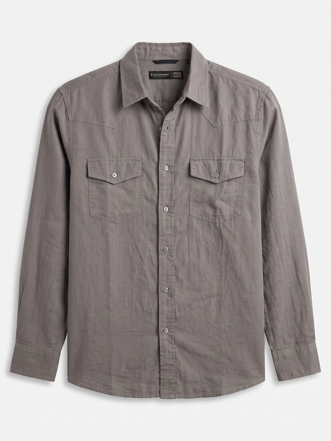 Men's Cotton Linen Regular Fit Shirt Slate