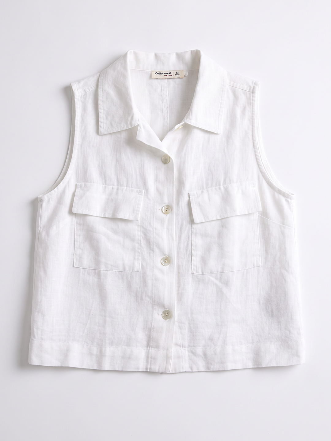 Women's 100% Linen Regular Fit Blouse White