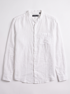 Men's 100% Linen Regular Fit Shirt White