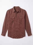 Men's Brown Linen Cotton Regular Fit Shirt