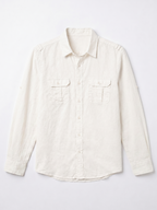 Men's White Linen Cotton Regular Fit Shirt