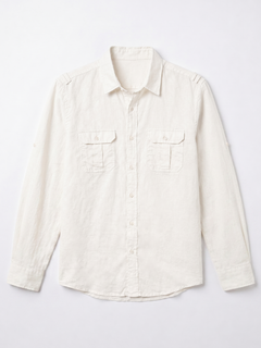 Men's White Linen Cotton Regular Fit Shirt