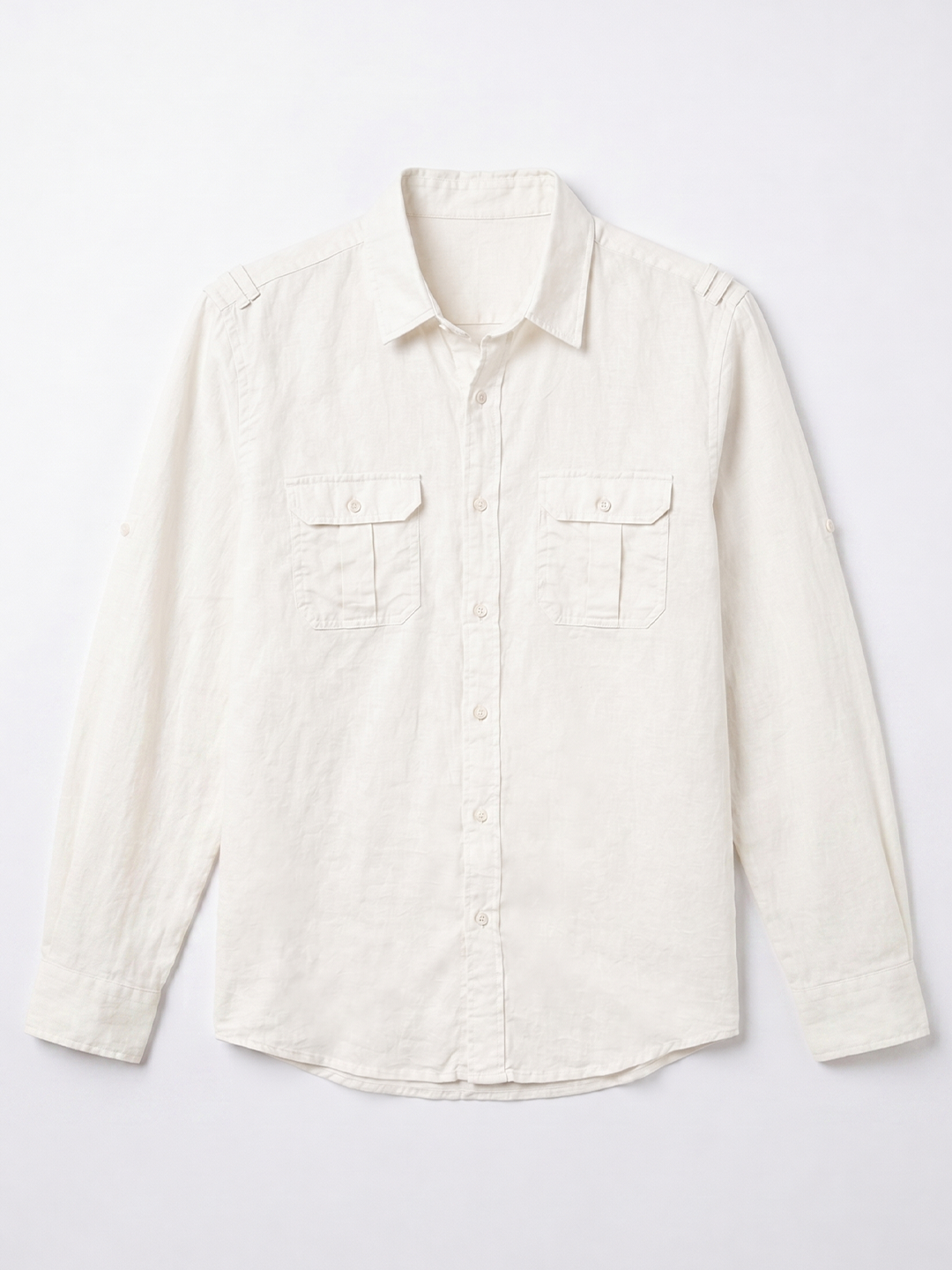 Men's White Linen Cotton Regular Fit Shirt