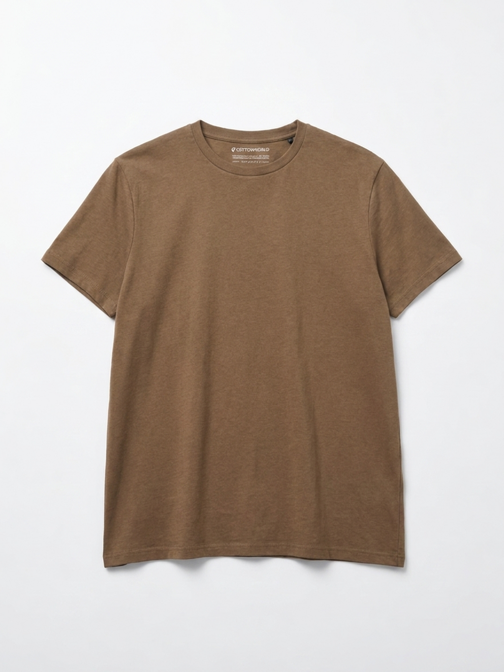 Men's Khaki Cotton Bamboo Elastane Regular Fit Tshirt