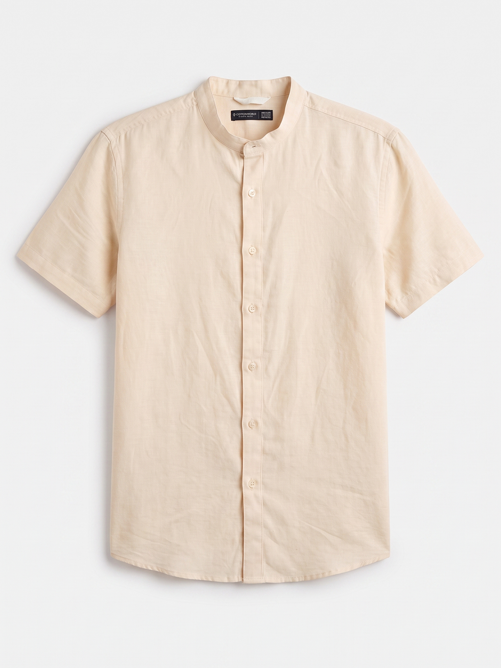 Men's Cotton Linen Regular Fit Shirt Peach