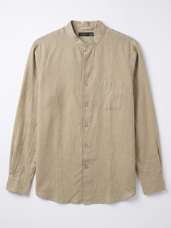Men's Cotton Linen Regular Fit Shirt Natural