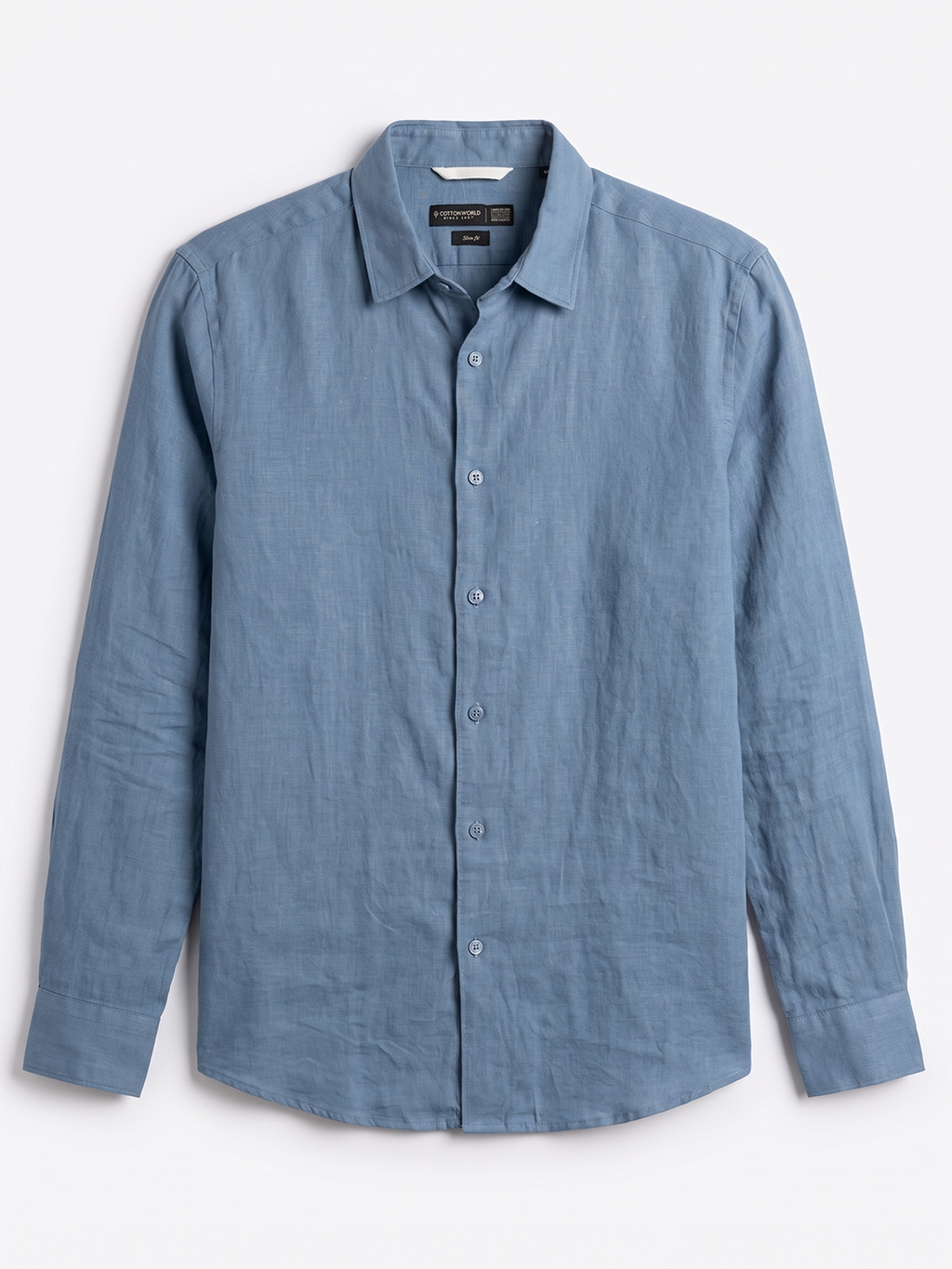 Men's Blue Tencel Linen Slim Fit Shirt