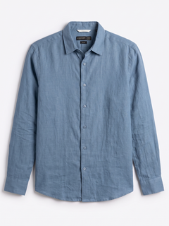 Men's Blue Tencel Linen Slim Fit Shirt