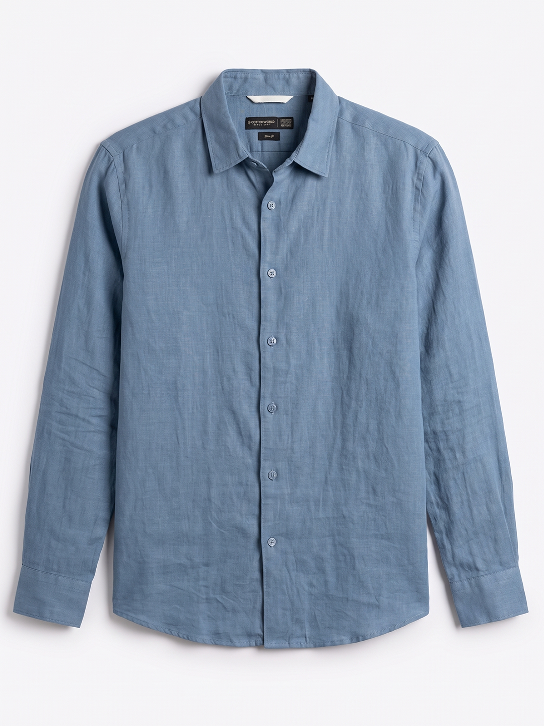 Men's Blue Tencel Linen Slim Fit Shirt