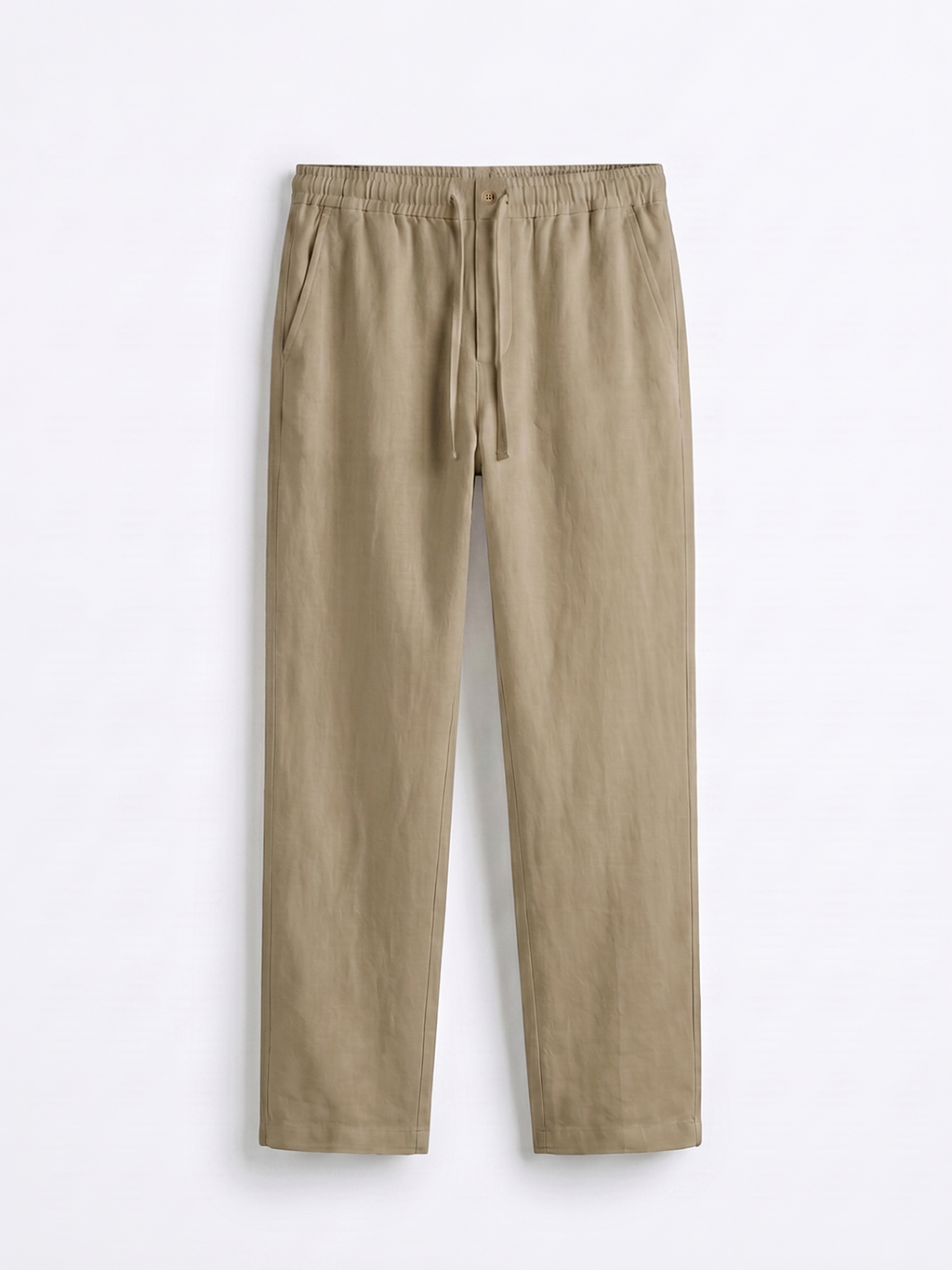 Men's Olive 100% Linen Regular Fit Pant