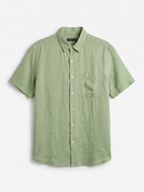 Men's Green 100% Linen Regular Fit Shirt
