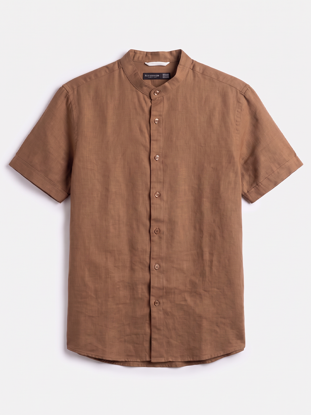 Men's Cotton Linen Regular Fit Shirt Brown