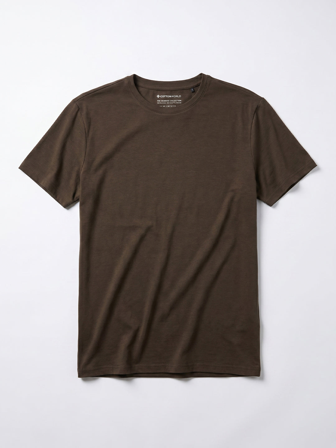 Men's Brown Cotton Bamboo Elastane Regular Fit Tshirt