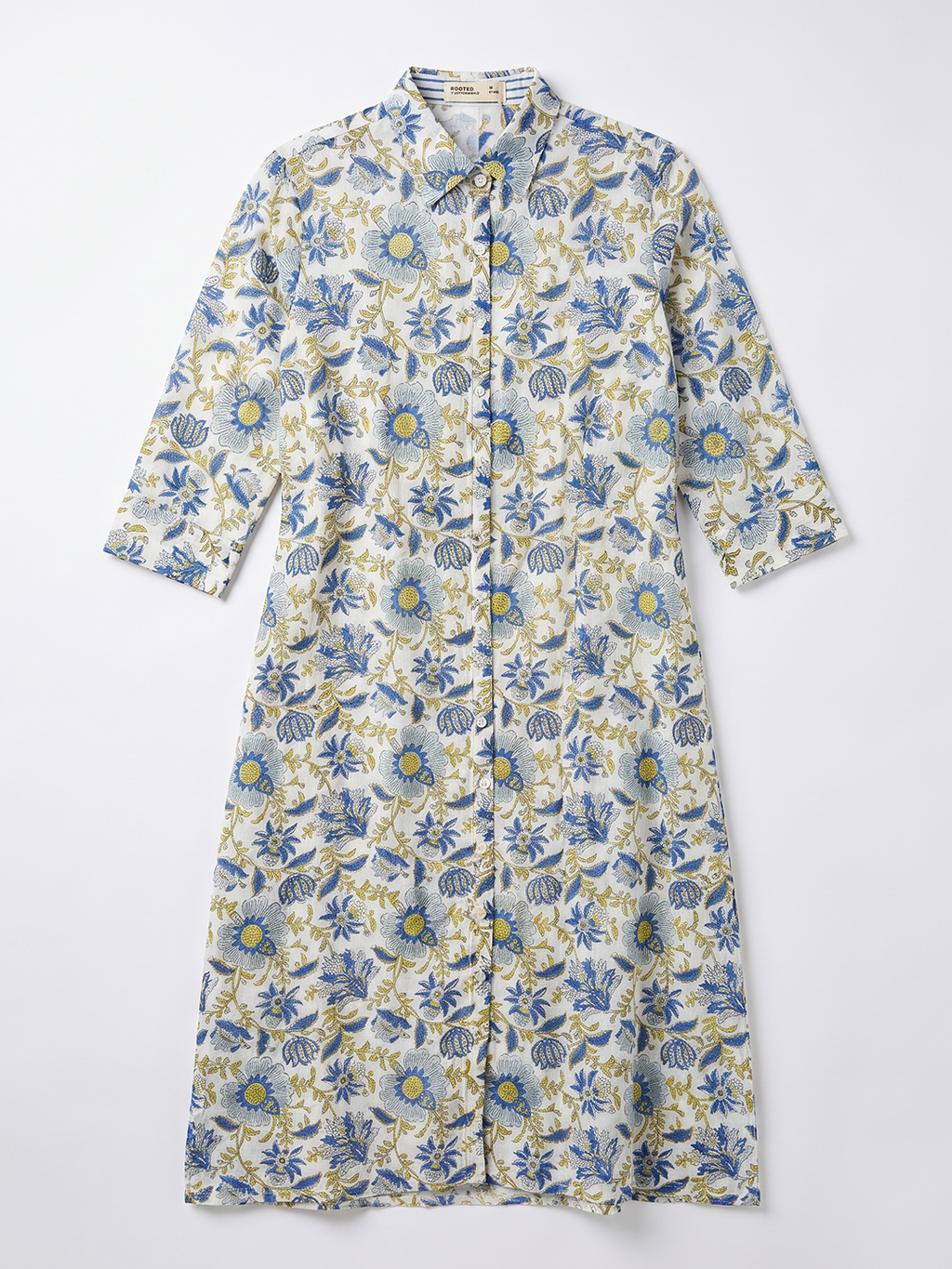 Women's Cotton Silk Regular Fit Dress Blue