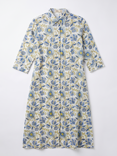 Women's Cotton Silk Regular Fit Dress Blue