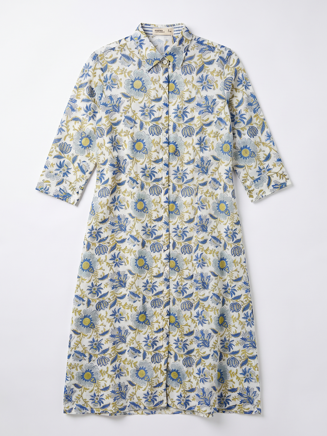 Women's Cotton Silk Regular Fit Dress Blue