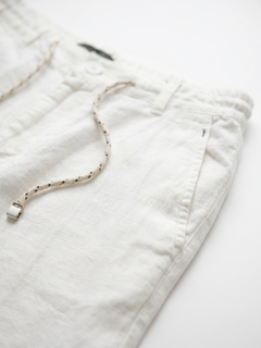 Men's White Cotton Linen Regular Fit Pant