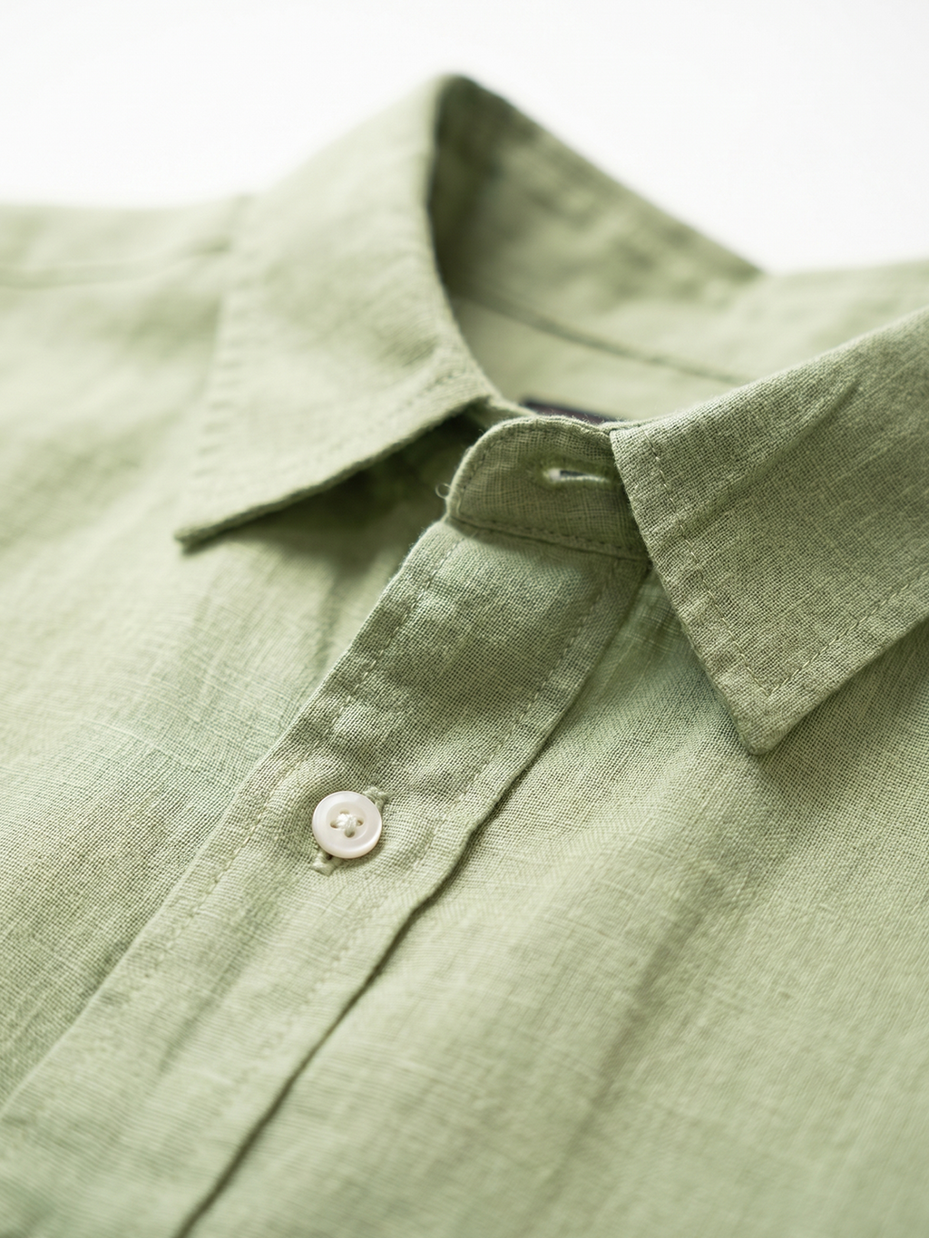 Men's Green 100% Linen Regular Fit Shirt