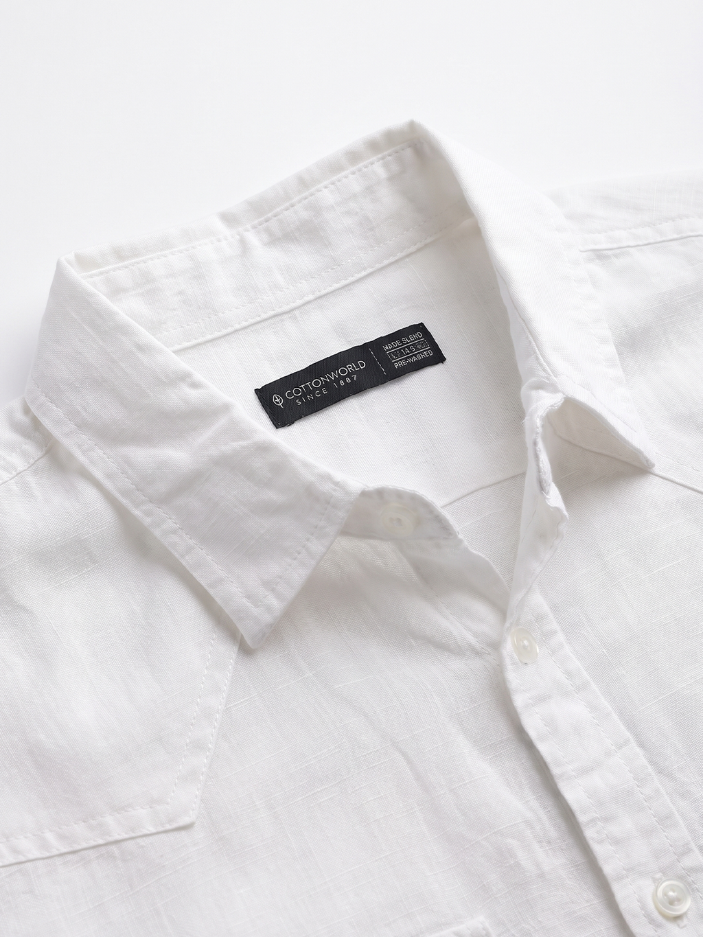 Men's Cotton Linen Regular Fit Shirt White