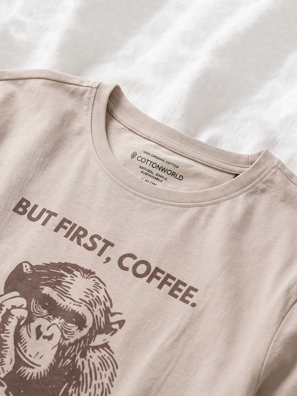 Men's 100% Organic Cotton Regular Fit Tshirt Sand