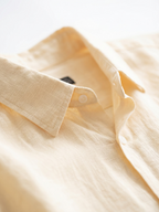 Men's Yellow 100% Linen Regular Fit Shirt
