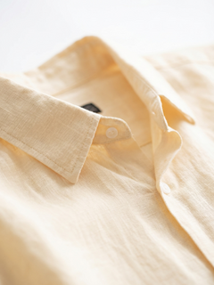 Men's Yellow 100% Linen Regular Fit Shirt