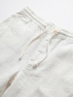 Men's White 100% Linen Regular Fit Pant