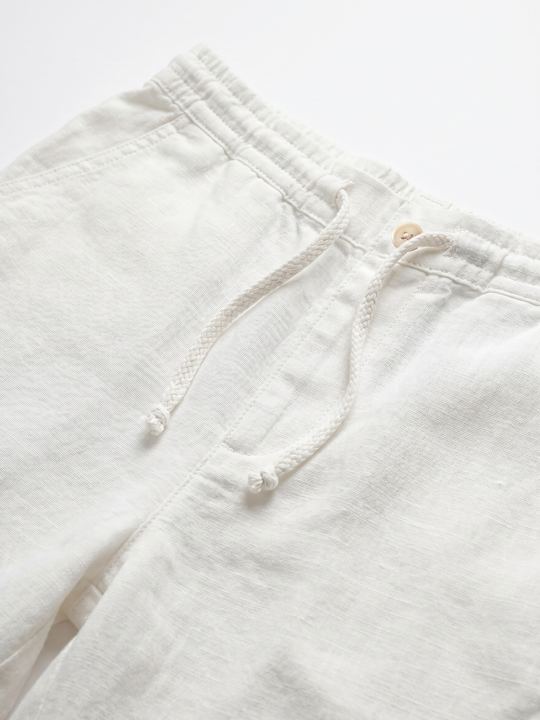 Men's White 100% Linen Regular Fit Pant