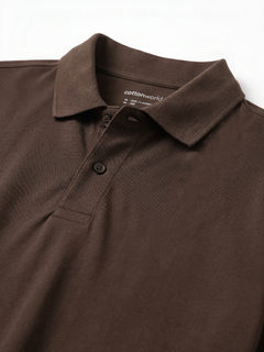 Men's Brown Cotton Elastane Slim Fit Tshirt