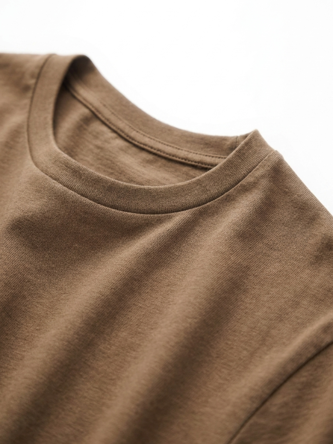 Men's Khaki Cotton Bamboo Elastane Regular Fit Tshirt
