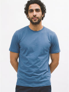 Men's Blue Cotton Bamboo Elastane Regular Fit Tshirt
