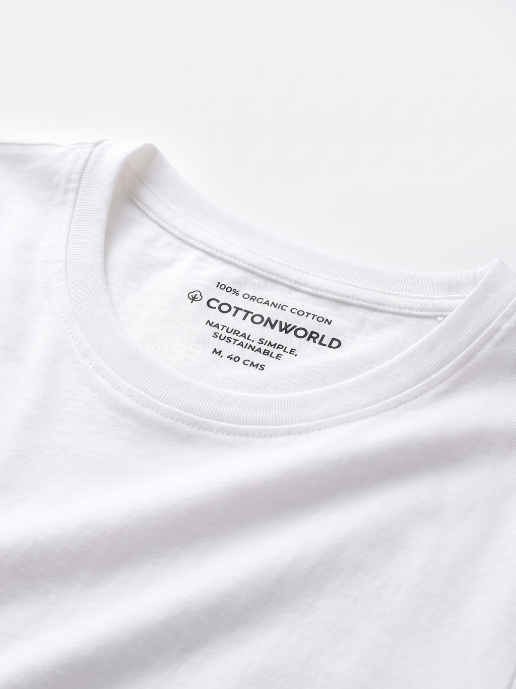 Men's White 100% Organic Cotton Regular Fit Tshirt