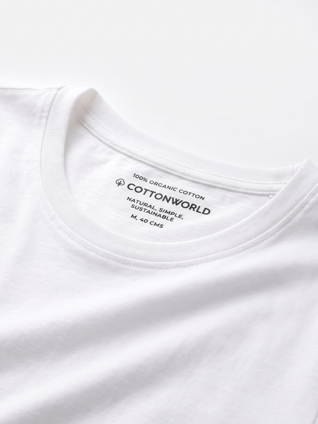Men's White 100% Organic Cotton Regular Fit Tshirt